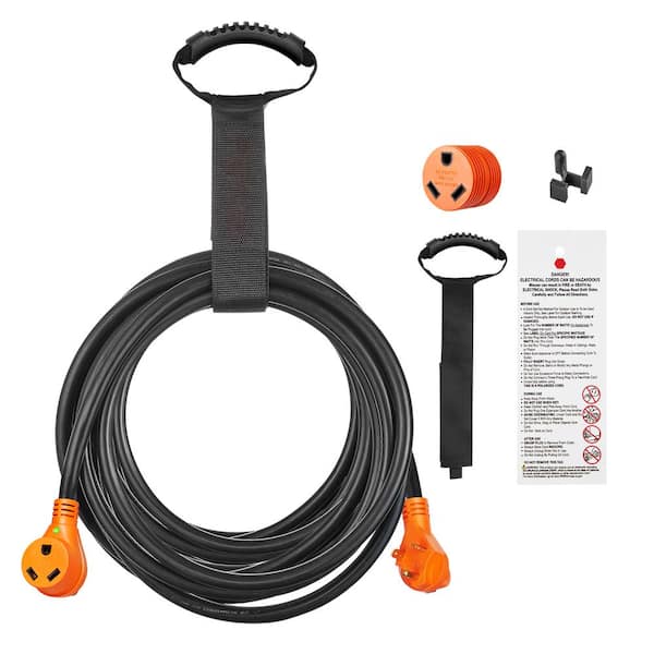 SVOPES RV Extension Cable, 50 ft., 10 Gauge / 3 Conductors, PVC, 30 Amps, 125 V, RV Marine Extension Cord with Lighted End