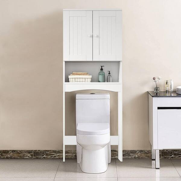 25 in. W x 77 in. H x 7.9 in. D Matte White Bathroom Over-The