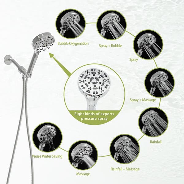 Single Handle 8-Spray Shower Faucet With 1.8 GPM 4.7 in. Adjustable Hand Shower Body Massage Shower Heads in Chrome