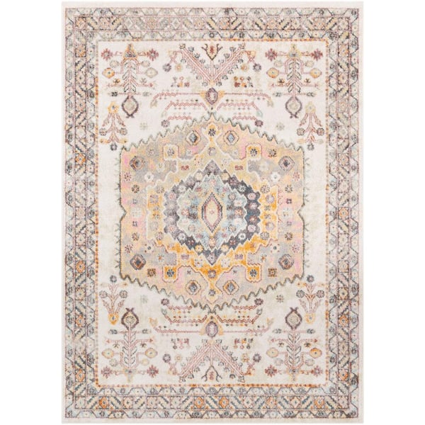 Livabliss Lusanto Beige Doormat 2 ft. x 3 ft. Medallion Area Rug