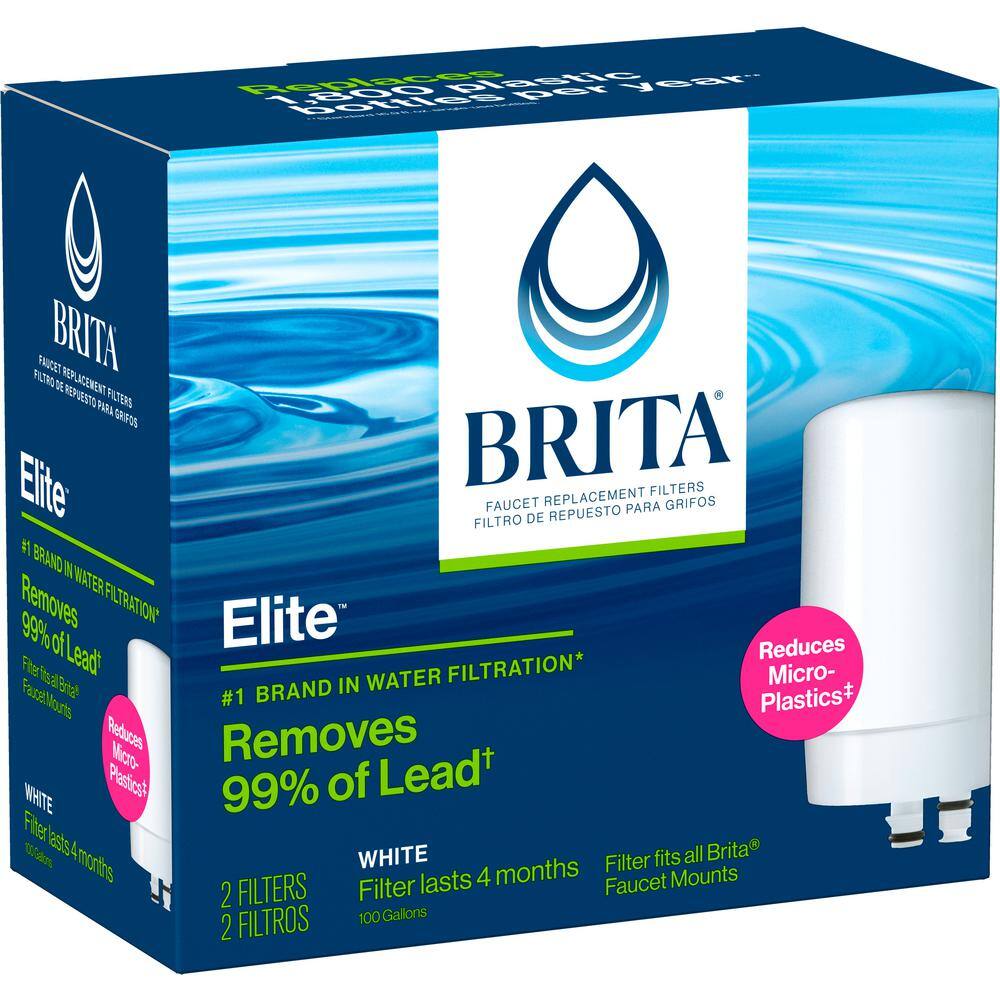 Brita White Faucet Water Filter Replacement Cartridges, 2-Pack