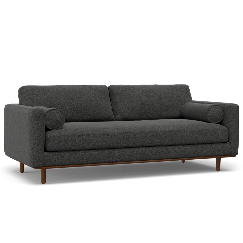 Charcoal Grey Fabric Lawson Sofa with Ottoman and Pillow-Top Arms