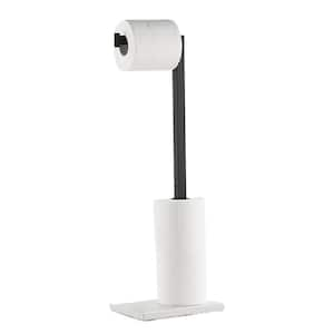 Standing Toilet Paper Holder with Storage in Matte Black