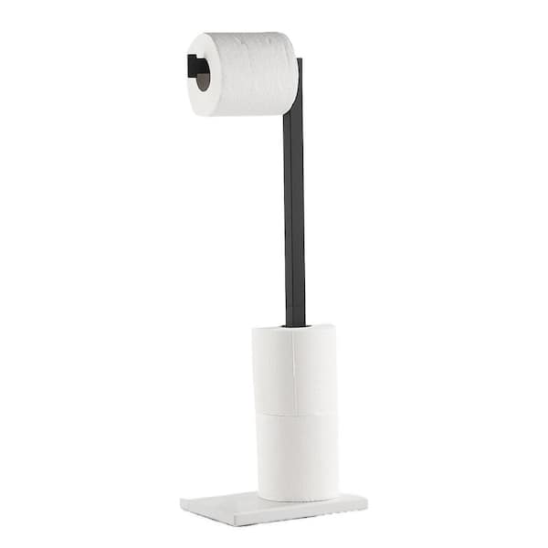 FURUISI Standing Toilet Paper Holder with Storage in Matte Black