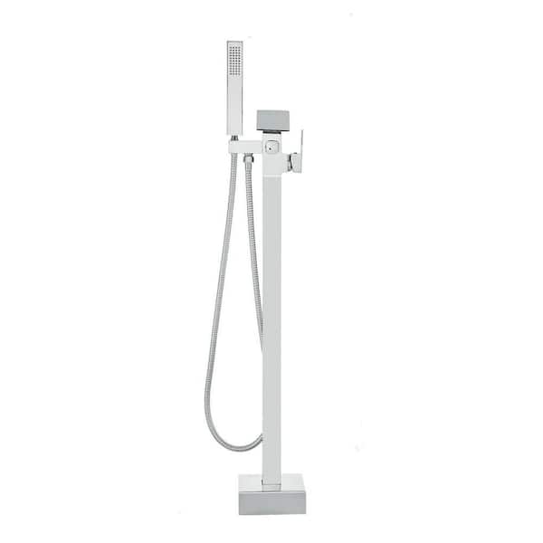 Freestanding Bathtub Faucet, High Pressure Shower Tower in Black Floor Mount, Freestanding Tub Filler, Shower Mixer Taps