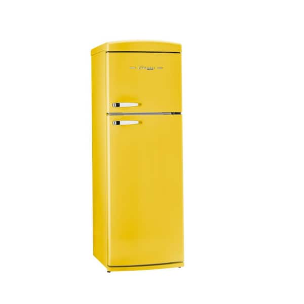 Classic Retro 23.8 in. 11 cu. ft. Frost Free Top Freezer Refrigerator in Canary Yellow, Energy Star