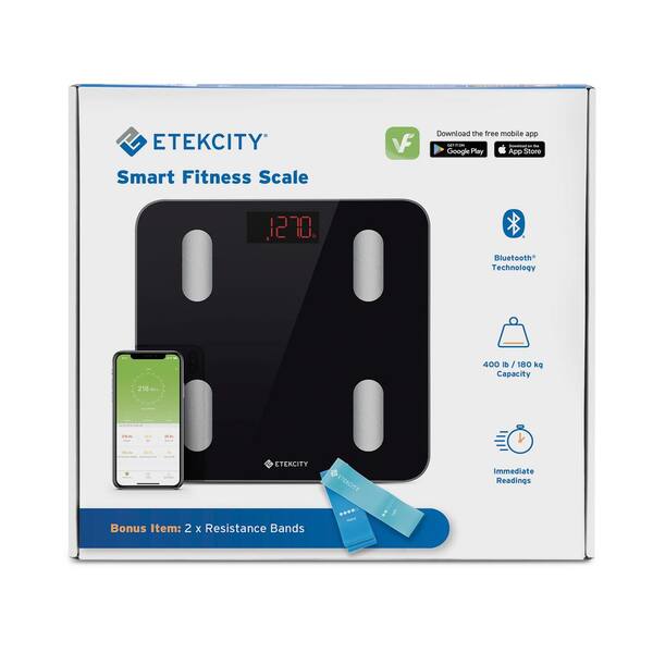 Etekcity Smart Fitness Scale with Resistance Bands in Black
