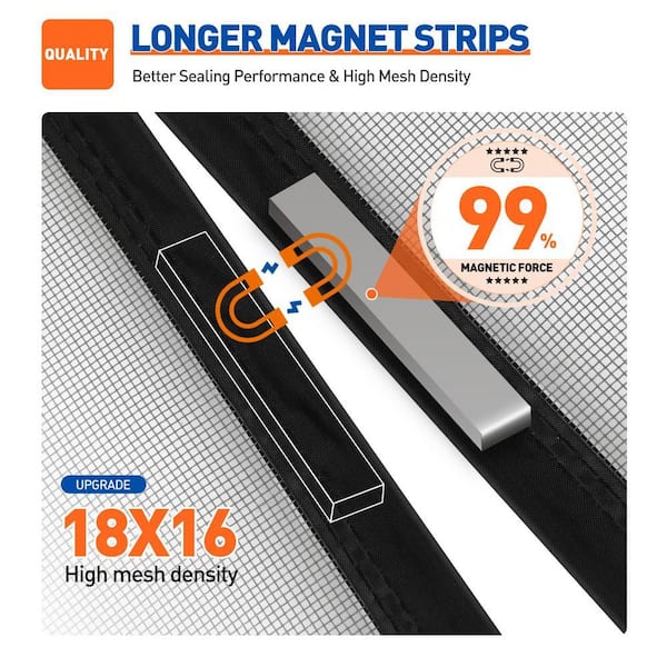 Angel Sar 38 in. x 97 in. Gray Fiberglass Magnetic Screen Door