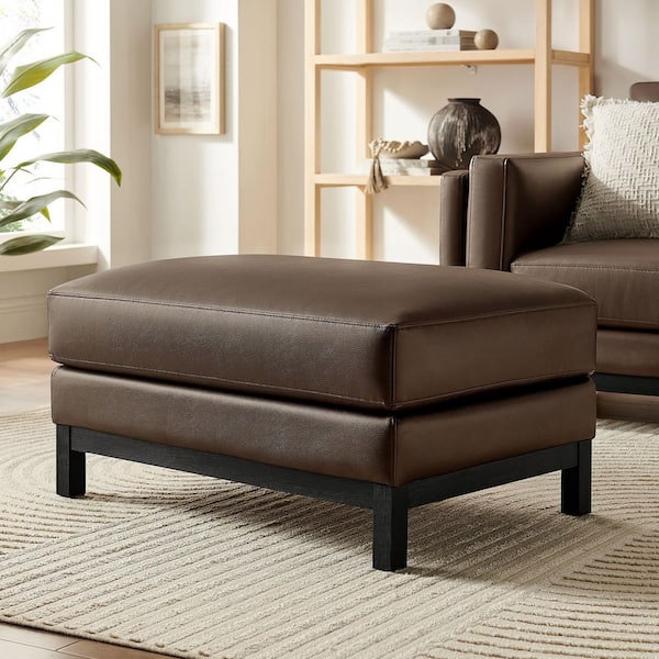 Modway Roscoe Vegan Leather Ottoman in Espresso-Faux Leather