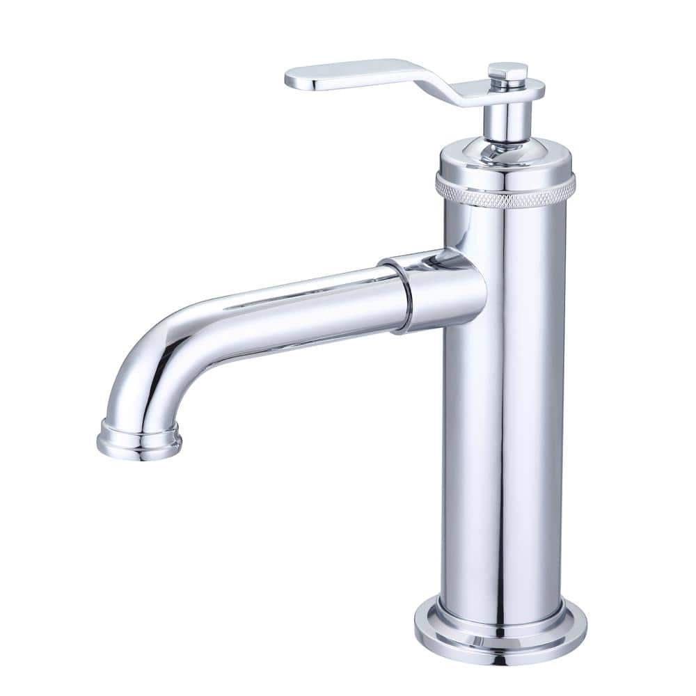 Chrome Single Handle Low Arc Bathroom Faucet with Drain Kit