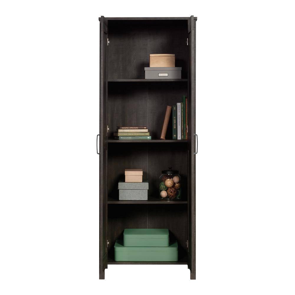 Tall Dark Brown MDF Living Room Cabinet with Adjustable Shelving