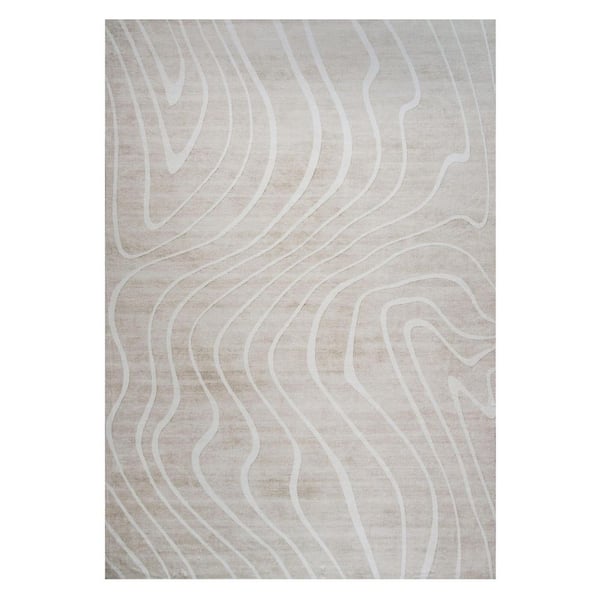 8 ft. x 11 ft.Beige and Ivory Abstract Distressed Area Rug