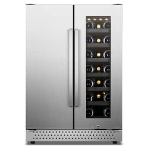 24 in. Dual Zone 20-Wine Bottles and 88-Cans Beverage & Wine Cooler in Stainless Steel With Smart Control Panel