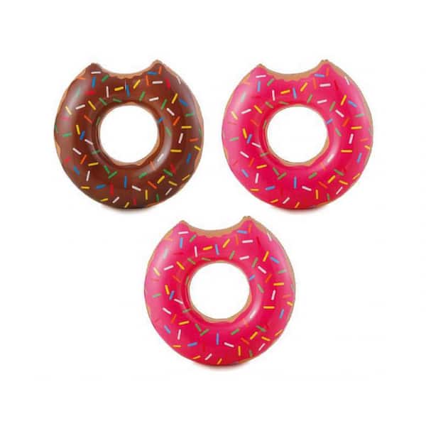 Summer Waves Chocolate or Strawberry Pink Donut Inflatable Pool Float (3-Pack)