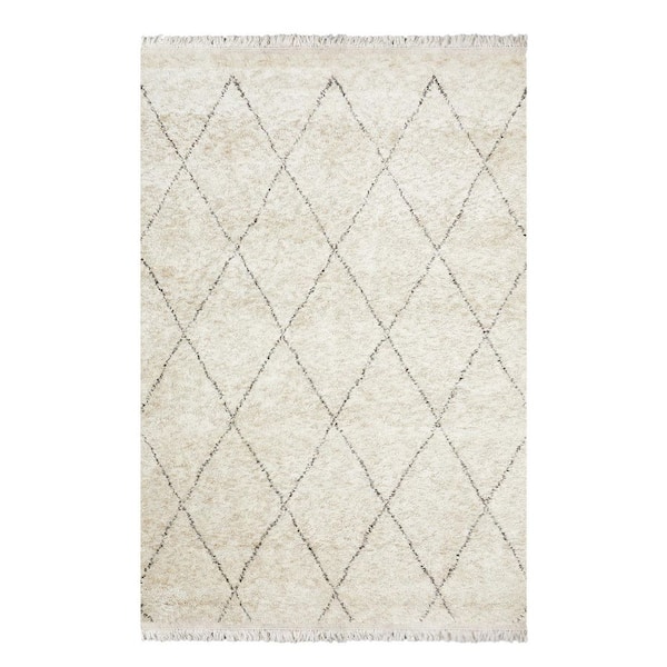 Solo Rugs Shaggy Moroccan Bohemian Shaggy Moroccan Linen 8 ft. x 10 ft. Hand-Knotted Area Rug