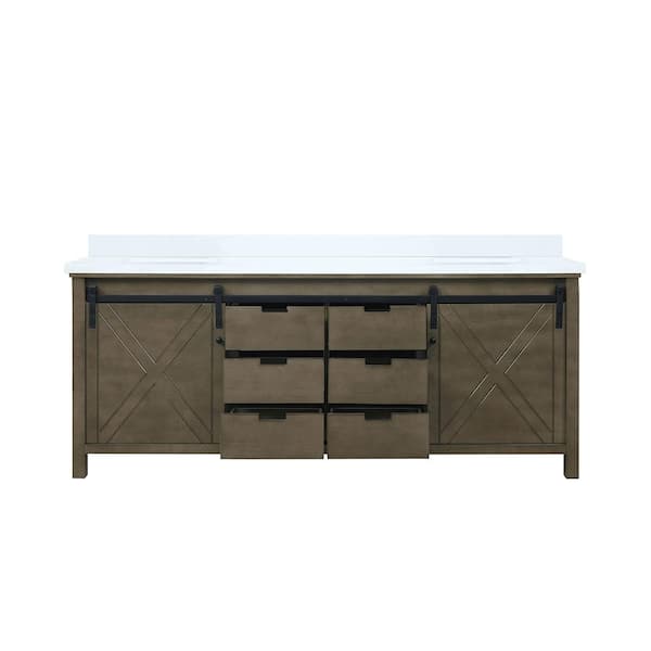 Lexora Marsyas 80 in W x 22 in D Rustic Brown Double Bath Vanity and Cultured Marble Countertop