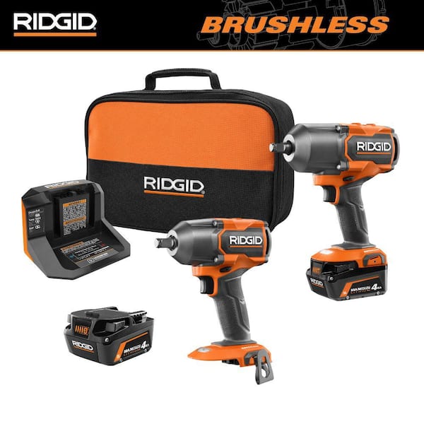 18V Brushless Cordless 4-Mode 1/2 in. High-Torque Impact Wrench Kit w/ (2) 4.0 Ah Batteries, Charger, & Impact Wrench