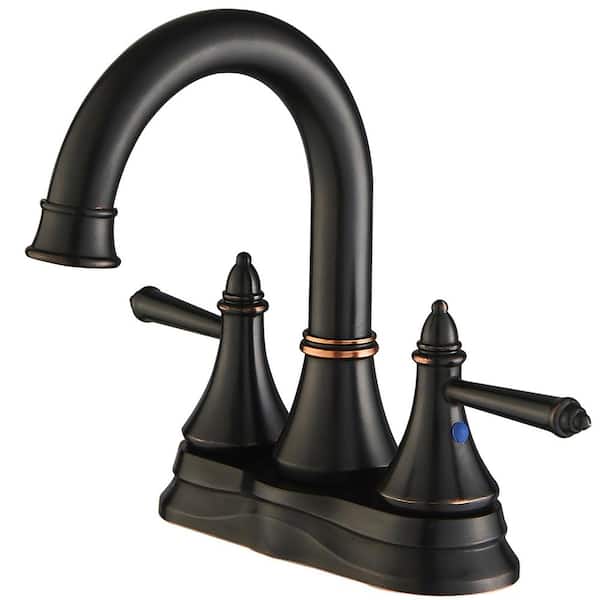 Staykiwi 4 in. Centerset Double Handle Mid Arc Bathroom Faucet in Oil-Rubbed Bronze