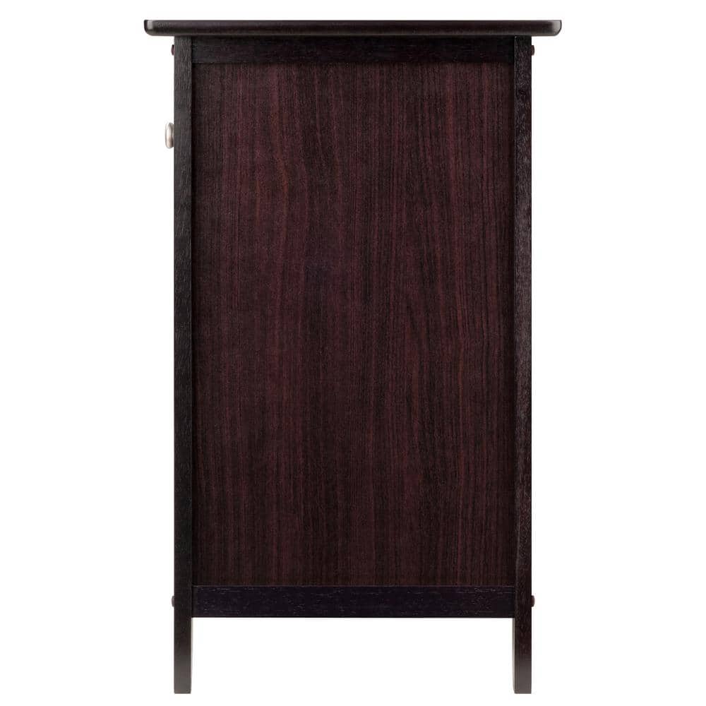 Espresso Transitional Wood Nightstand with Drawer and Cabinet
