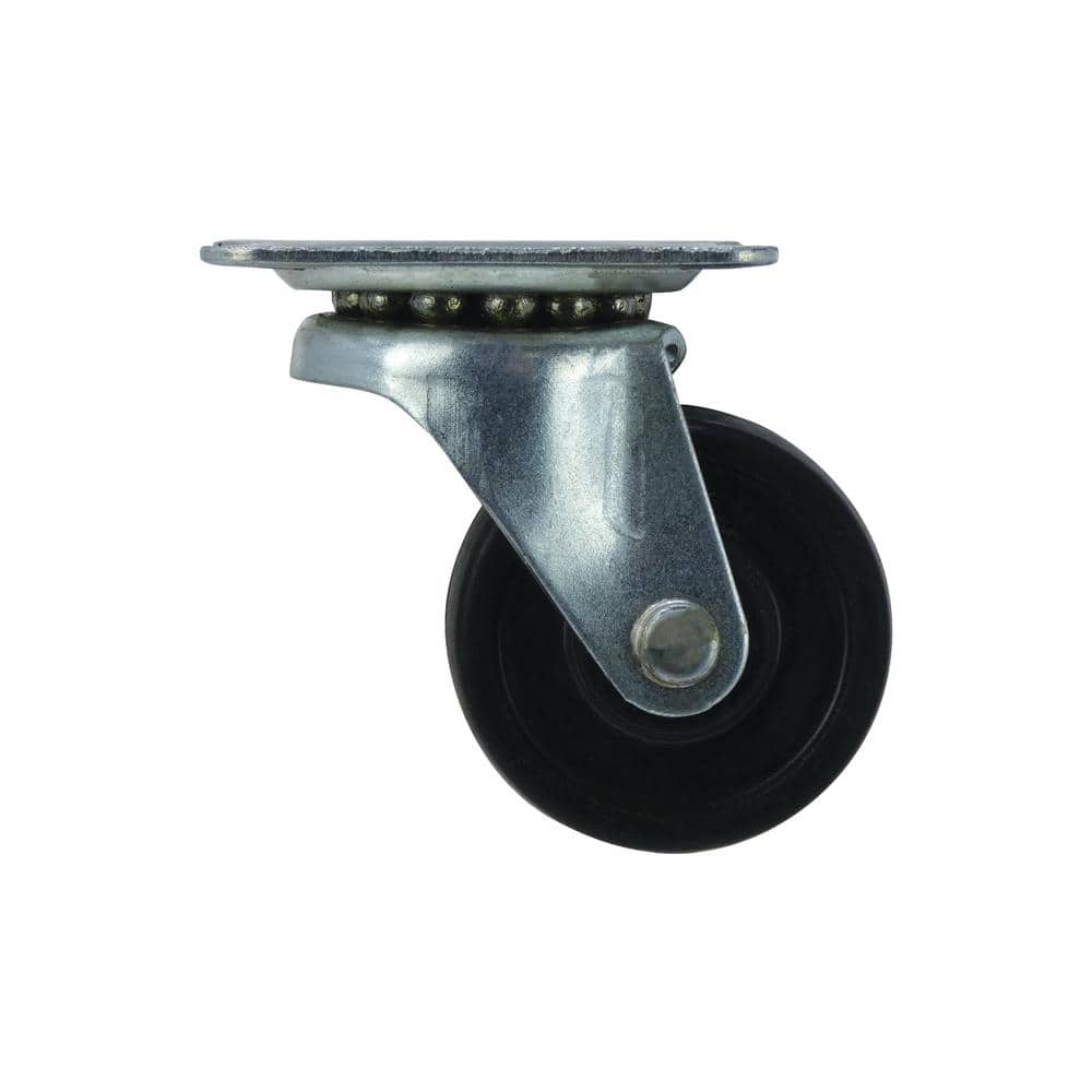 Everbilt 1-1/2 in. Black Soft Rubber and Steel Swivel Plate Caster with 40  lb. Load Rating 49489 - The Home Depot