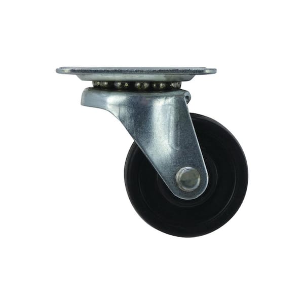 Everbilt 1-1/2 in. Black Soft Rubber and Steel Swivel Plate Caster with 40 lb. Load Rating