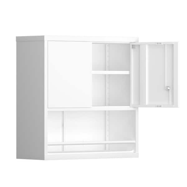 30 in. W x 12 in. D x 30 in. H Bathroom Storage Wall Cabinet in White, Lockable Metal Pantry Cabinet W/ Adjustable Shelf