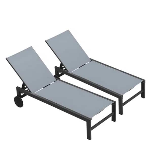 PURPLE LEAF Aluminum Outdoor Chaise Lounge Chairs Set with Wheels for Beach Patio Reclining Sunbathing Lounger