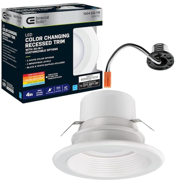 4 in. 30 Lighting Options Title 20 Integrated LED Recessed Light Trim Adjustable CCT New Construction Remodel Indoor