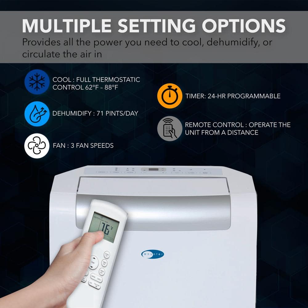 Whynter 14,000 BTU White Portable Air Conditioner with Heater and Remote