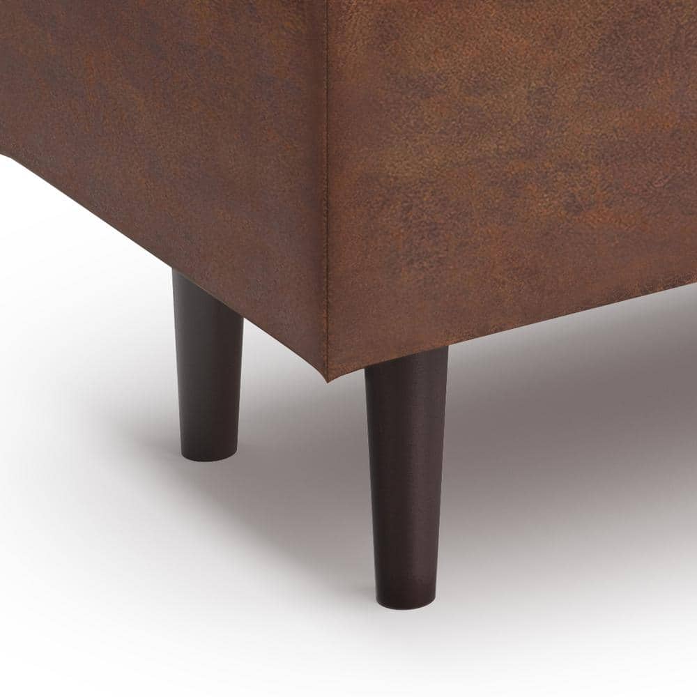Shay 48" Saddle Brown Faux Leather Storage Ottoman