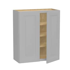 Grayson Pearl Gray Painted Plywood Shaker Assembled 3 Shelf Wall Kitchen Cabinet Soft Close 30 in W x 12 in D x 36 in H