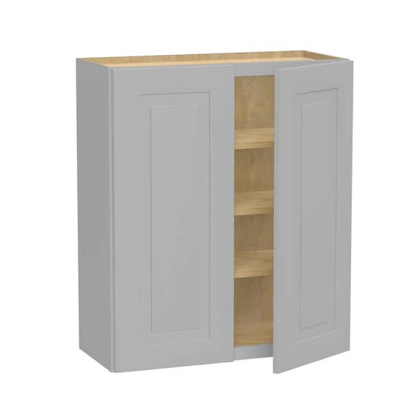 Home Decorators Collection Grayson 30 in. W x 12 in. D x 36 in. H Assembled Plywood Wall Kitchen Cabinet in Pearl Gray with Soft Close