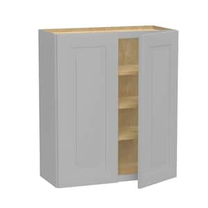 Grayson Pearl Gray Painted Plywood Shaker Assembled 3 Shelf Wall Kitchen Cabinet Soft Close 36 in W x 12 in D x 36 in H