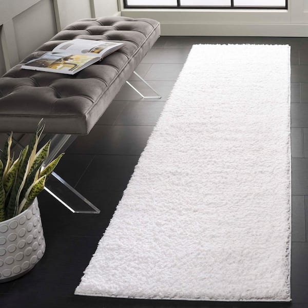 Rumi Shag 2 ft. x 8 ft. Ivory Modern Solid Runner Rug
