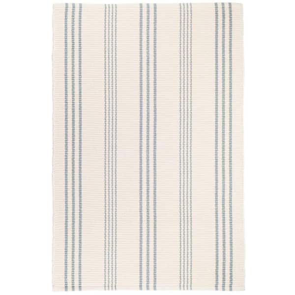 Swedish Stripe Handwoven Cotton Blue 3 ft. x 8 ft. Indoor Runner Rug