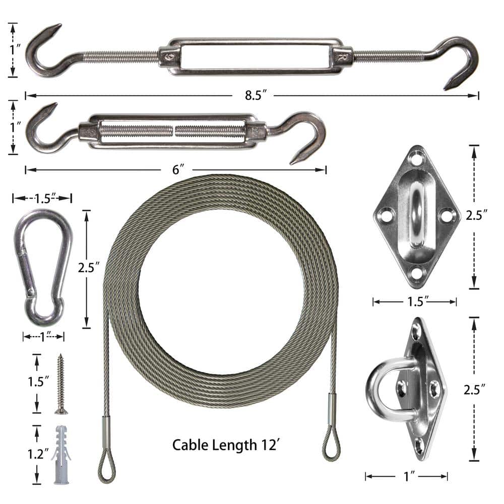 Stainless Steel Triangle Shade Sail Installation Kit