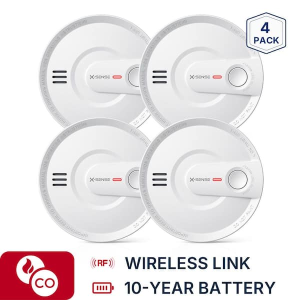 10-Year Battery Wireless Interconnected Smoke Detector with Photoelectric Sensor and LED Warning Light 4 Pack SD20-W