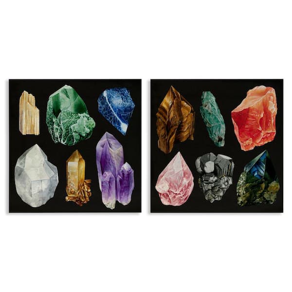 Stupell Industries Various Gemstones on Black by Grace Popp 2 Pieces Unframed Culture Graphic Art Print 24 in. x 24 in.