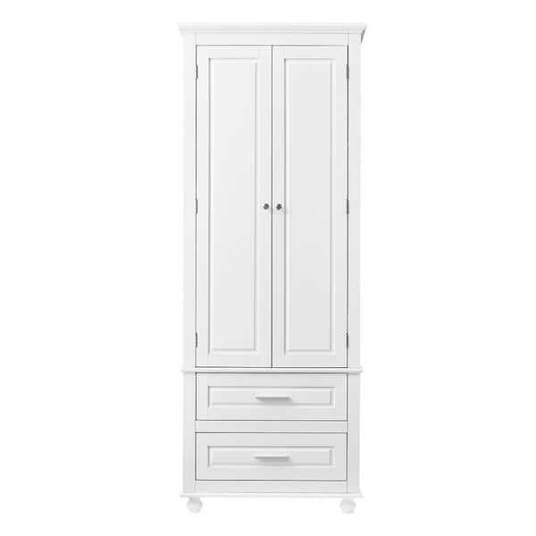 15.70 in. W x 24.00 in. D x 62.50 in. H Tall White Linen Cabinet with Drawers in White