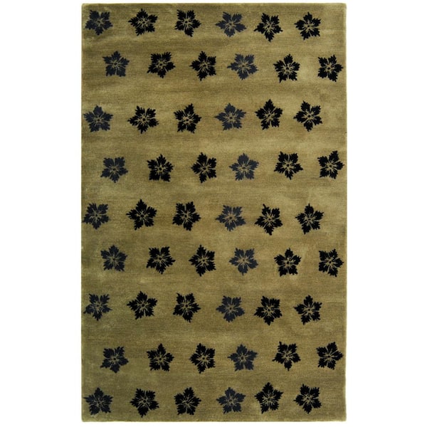 Soho 10 ft. x 14 ft. Sage/Black Contemporary Scattered Floral Area Rug