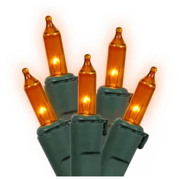 Northlight 4 ft. x 6 ft. Orange Mini Net Style Christmas Lights with Green Wire