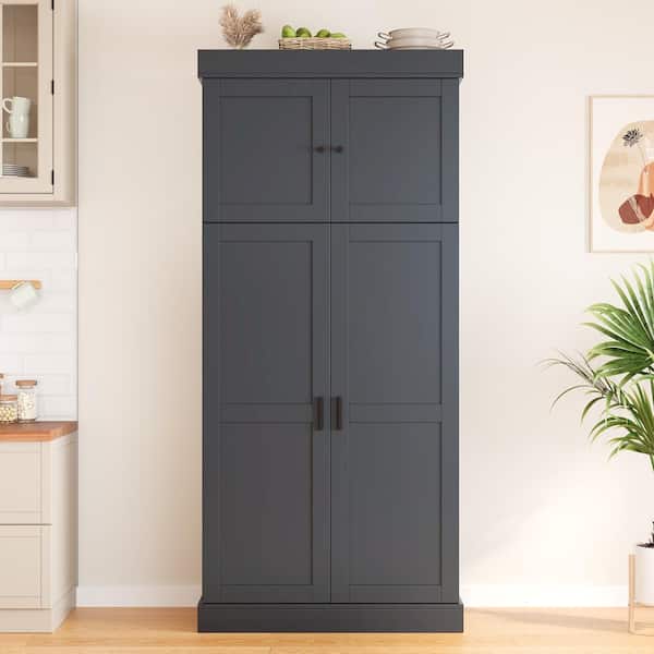 XUJMK 35 in. W x 18 in. D x 77 in. H Gray Linen Cabinet, Storage