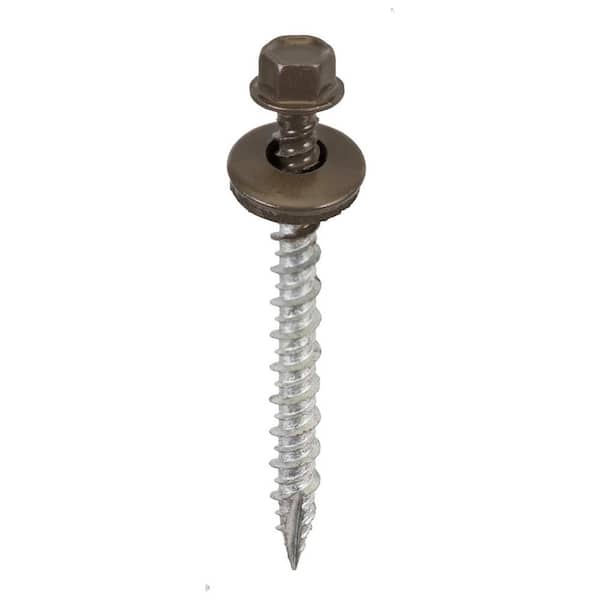 #9 x 2 in. 1/4 in. Hex Head Metal to Wood Screws in Burnished Slate (Bag of 250)