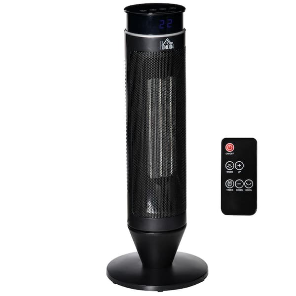 2-in-1 Tower Heater, Indoor Electric Furnace Space Heater with Oscillation, Remote Control, 8H Timer, 750W/1500W