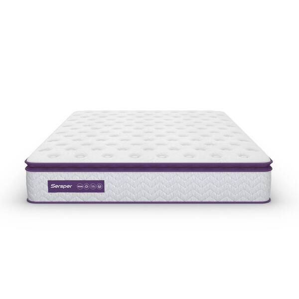 Sersper 12 in. Medium Firmnes Spring Pillow Top Twin Mattress in White