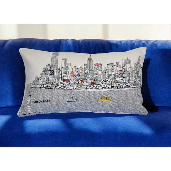 Cream Solid Polyester 14 in. x 24 in. Throw Pillow