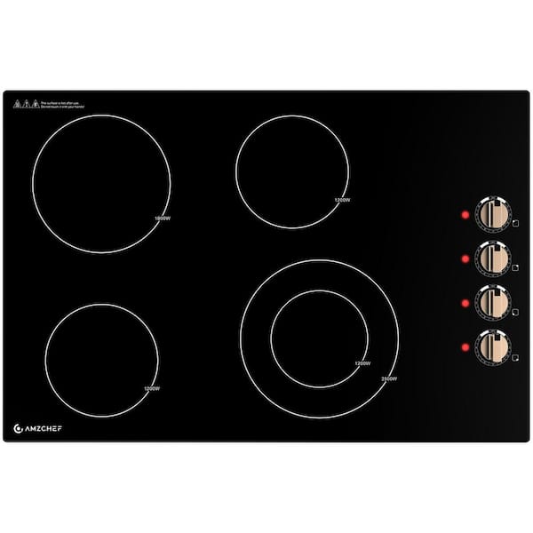 30 in. 4 Elements Ceramic Electric Cooktop in Black with Hot Surface Indicator and ETL/FCC Certified