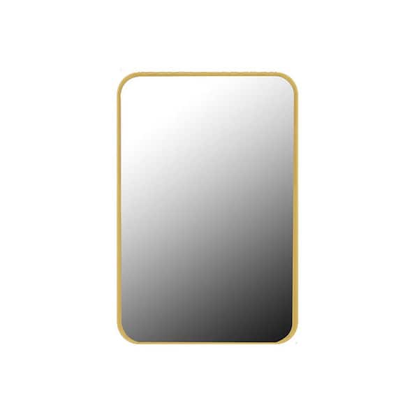 16 in. W x 24 in. H Golden Rectangular Metal Recessed Medicine Cabinet with Mirror and Adjustable Shelves
