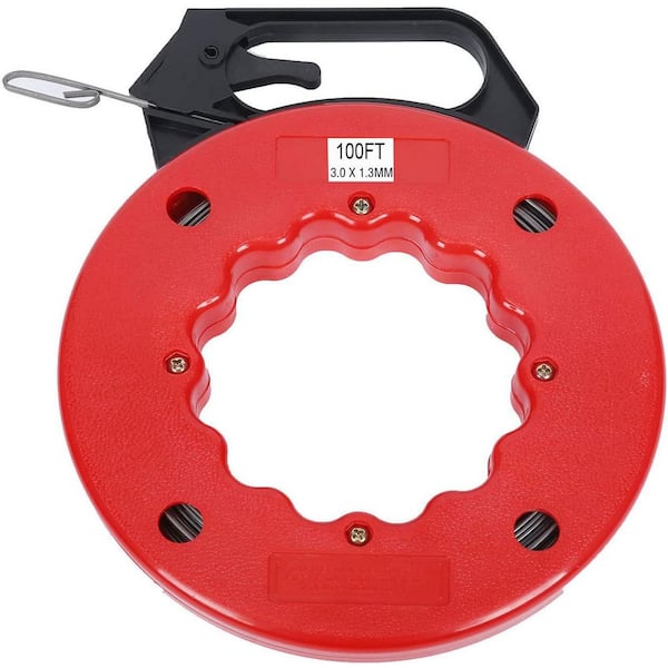 100 ft. Steel Electrician Reel Wire Puller with Double Loop Tip Wire Fishing Tool