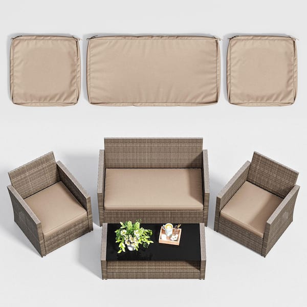 Kimunuk 3-Piece 36 x 18 in. & 18 x 18 in. Outdoor Cushion Covers Replacement with Zipper Sand